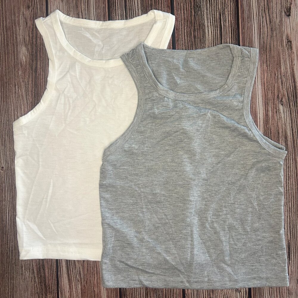 2Pcs Kids Round Neck Tank Tops